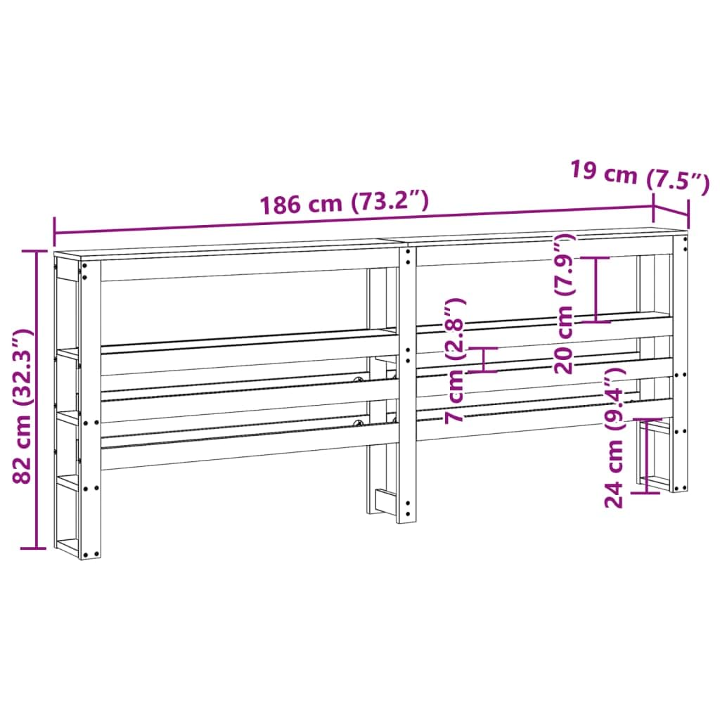 Gecheer Cabecero de Cama con estantes Madera Maciza Pino marrón 180 cm,Cabeceros Moderno,Cabezales Cama,Muebles Habitacion,Cama Cabeza,Mueble Cabecero