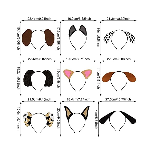 Ppxmeeudc 9pcs dogs ear headbands for pet birthday party favors for costumes dress-up party supplies - image 3