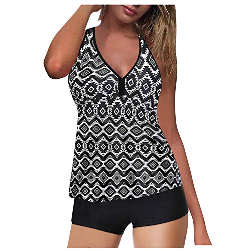 Aniywn Tankini Swimsuits for Women Tank Top with Shorts Flounce Bathing Suits V Neck Swimwear Tummy Control Swimwear