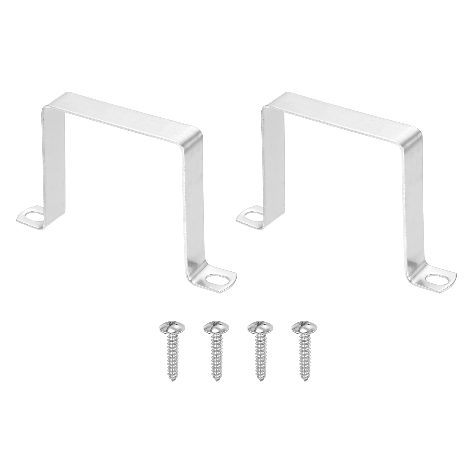 sourcing map 2pcs 3-1/8" x 3-1/8" Square Pipe Clamp, 304 Stainless Steel U Shaped Connector Bracket Heavy Duty Tube Strap Buckle with Self-Tapping Screws for Tube Installation