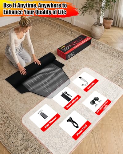 Image of Red Light Therapy Mat Full Body 72 inchx33 inch, 1436 LEDs, 660&850nm | Easy-Clean TPU, 3 Light Modes, 5 Intensity Levels, Skin-Friendly for Everyday Home Use