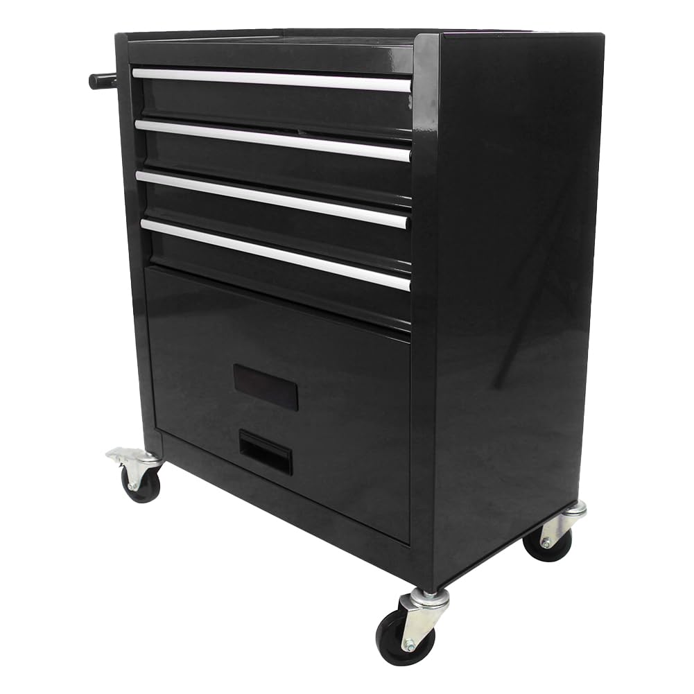 SPOFLYINN 4-Drawer Tool Chest Rolling Tool Cart On Wheels for Mechanics Metal Tool Box Storage Cabinets for Garage Black