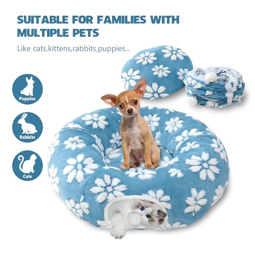 Image of Cute Round Cat Tunnel for Indoor Cats, Blue