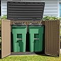 YITAHOME Extra Large Outdoor Horizontal Storage Shed, 4.5x4ft Resin Tool Sheds w/o Shelf, Easy to Assemble Waterproof Storage for Trash Cans, Garden Tools, Lawn Mower, Lockable, Brown