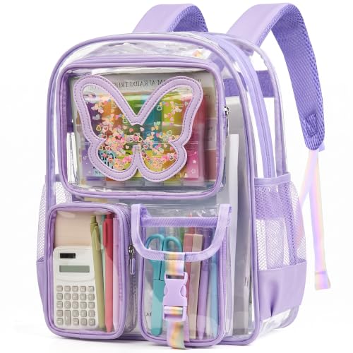 crvint Clear Backpack for Girls Women Heavy Duty Transparent Bookbag
