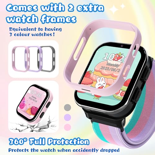 Image of 4G Kids Smart Watch, Smartwatch for Kids Phone Touch Screen, Educational Games Pedometer Fitness Alarm Calculator Clock Music Player, Suitable for Children Aged 4-10 Years Old, LT49 (Pink)
