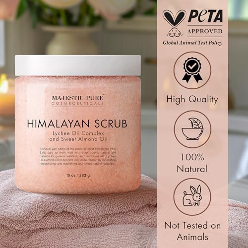 MAJESTIC PURE Himalayan Salt Body Scrub with Lychee Oil, Exfoliating Salt Scrub to Exfoliate & Moisturize Skin, Deep Cleansing - 10 oz - Image 5
