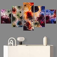 SIGNWIN 5 Panel Canvas Wall Art Abstract Colorful Decorative Elements Modern Artwork for Home Decorations Ready to Hang - 60