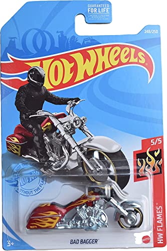 Hot Wheels Bad Bagger Flames 248/250 petite moto rouge miniature