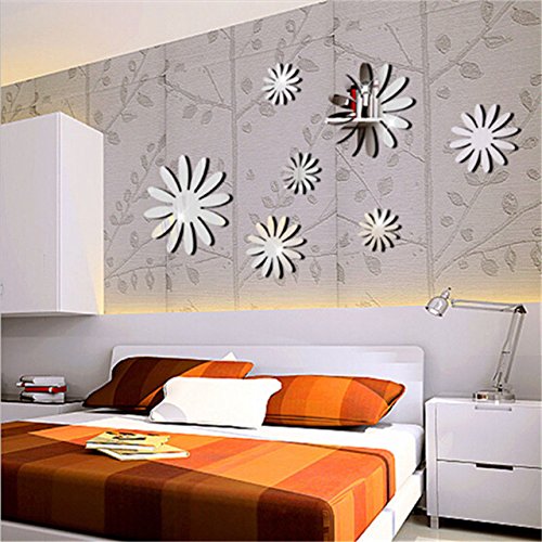 Buy New Mirror Floral Art Vinyl Removable Wall Sticker Acrylic Decal
