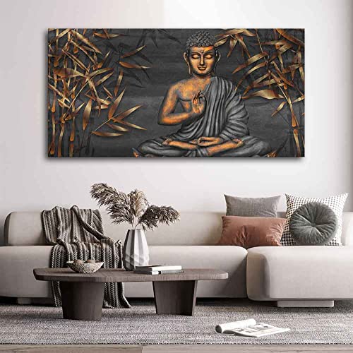Image of VIBECRAFTS Canvas Paintings for Living Room Drawing Room Buddha Sitting On Lotus Canvas Wall Painting Fitted With Wooden Frame For Home | Office | Living Room | Gift (PTVCH 2480)
