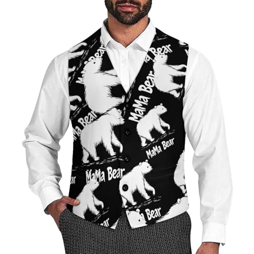 Mama Bear Men's Suit Vests Dress Vest V-Neck Waistcoat Slim Business Formal with Pocket