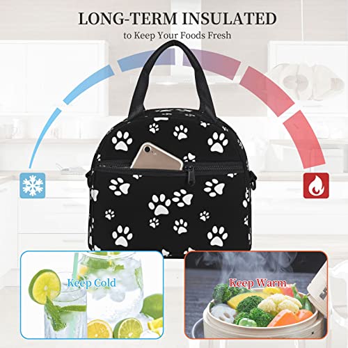 Perinsto Dog Animal Paws Lunch Box Reusable Lunch Bag For Women Large Capacity Lunch Tote With Side Pocket & Shoulder Strap For Boys Girls Adults #TOP5