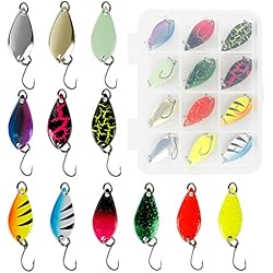 Carrete Pesca Cucharilla Weinsamkeit Cucharillas de Pesca Kit - 12 PCS Cucharillas de Trucha Set - Colores Múltiples Cebos de Pesca Artificiales de Metal - Kit Señuelosde Cucharilla de Pesca para Lucio Perca Trucha