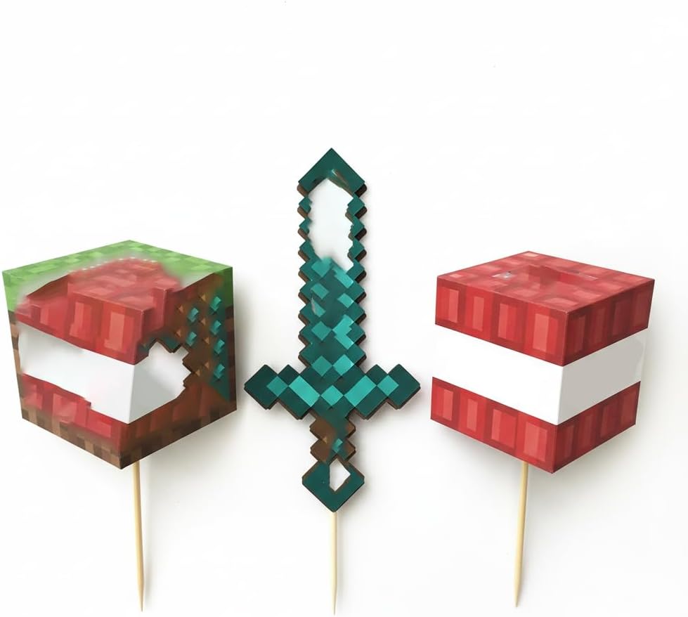 Cake Topper Set, 12 Pieces, Non-Edible, for Birthday, Boys and Girls, 4x6 Inches