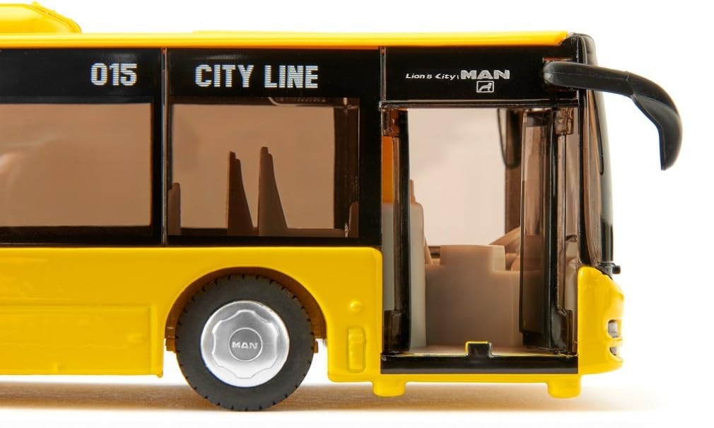 Siku 3734, MAN Lion's City autobus urbano, 1:50, Metallo/Plastica, Giallo, Autobus giocattolo per bambini, Sportelli apribili, Cofano motore apribile