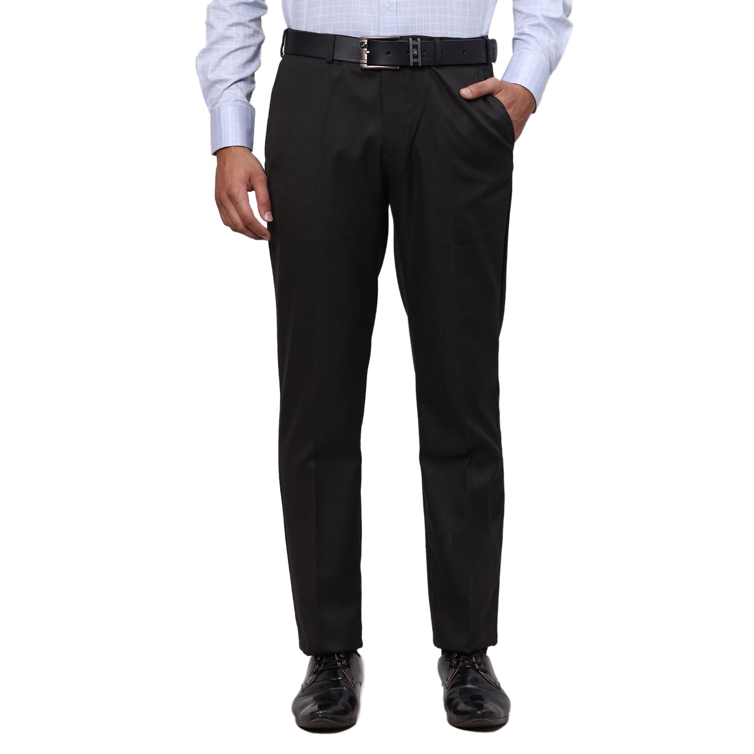 raymond Men's Slim Fit Structure Pattern Polyester Viscose Blend Flat Front Trouser-picture-27
