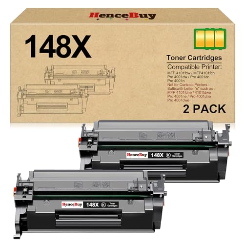Image of 2 Pack - 148X W1480x 148A Toner Cartridge Black High Yield | Replacement for HP 148X 148A W1480A W1480X Works with for HP Pro 4001dw 4001dn 4001n MFP 4101fdw 4101fdn Printer