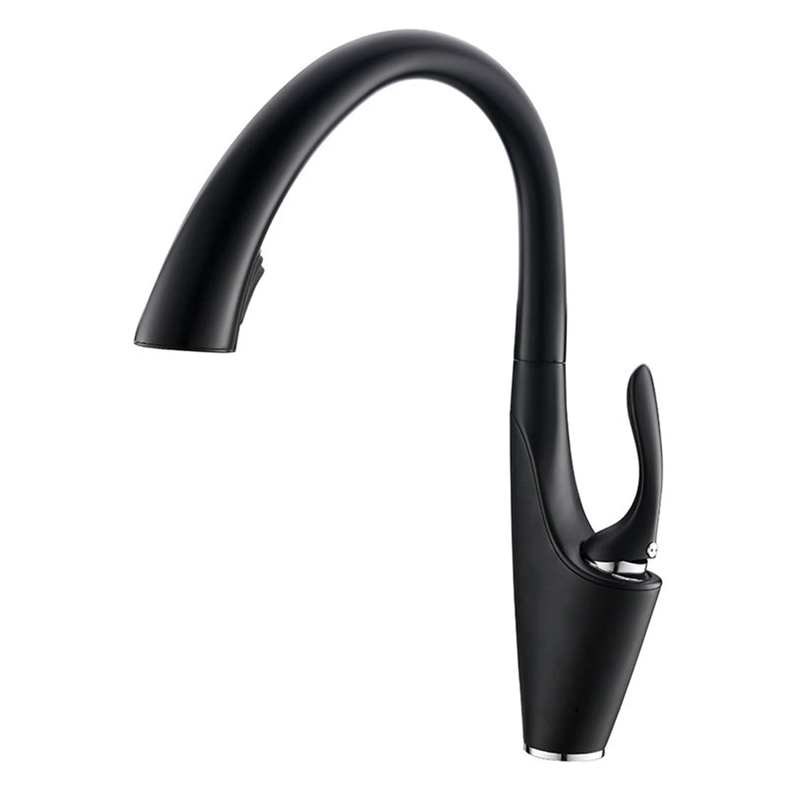 Robinet de cuisine extractible à jet double mitigeur laiton eau chaude froide noir