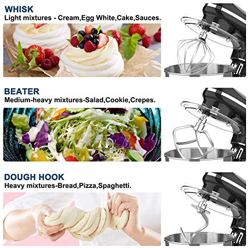 Kuccu Stand Mixer, 6 Qt 660W, 6-Speed Tilt-Head Food Dough Mixer, Kitchen Electric Mixer with Stainless Steel Bowl,Dough Hook,Whisk, Beater, Egg white separator (6-QT, Silver-1) (Renewed)