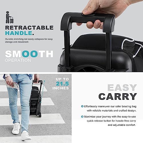 image for GoHimal Double Roller 2 Ball Bowling Bag with Separate Shoe Compartmen