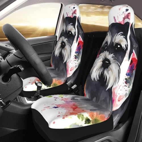 Housse de siège auto de luxe Schnauzer, protection haut de gamme lot de 2