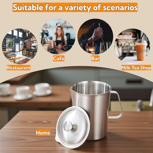 Jarra medidora de acero inoxidable 2L con tapa y asa miniatura 7