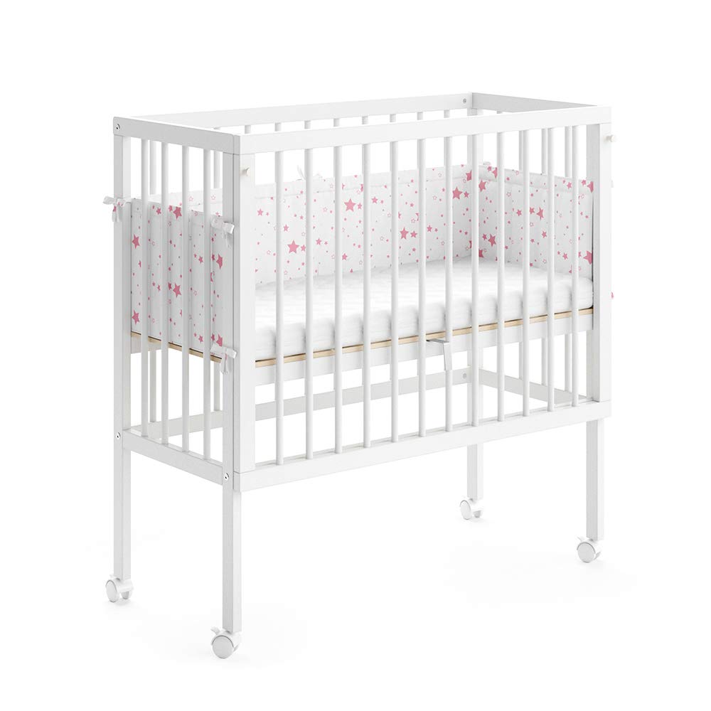 VitaliSpa Beistellbett Sophie, Weiß, 94 x 42.5 cm 2 Seitenschienen, höhenverstellbar mit Rollen und Befestigung am Elternbett