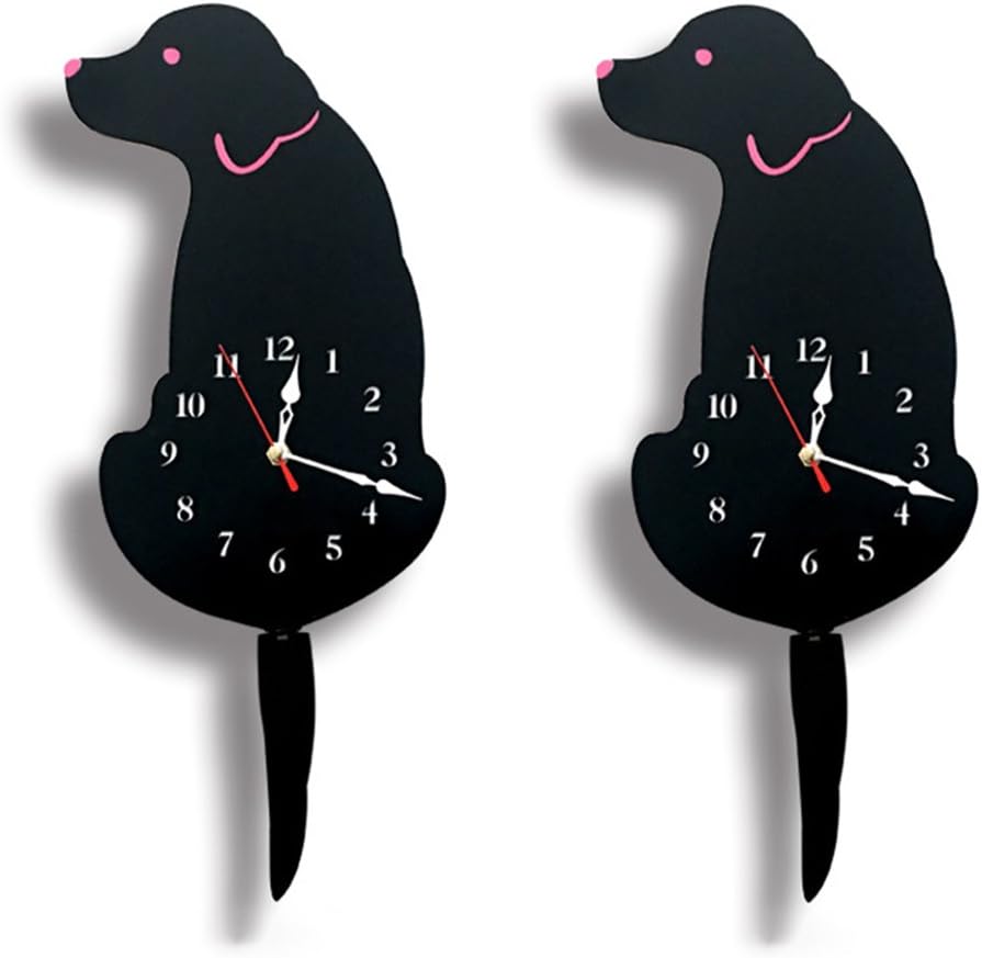 Amazon Co Jp Winomo 掛け時計 犬の形の壁時計 かわいい漫画のラブラドール犬 アクリル漫画の尾を振る キッチン ベッドルーム オフィス ホーム キッチン