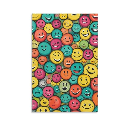 Impression sur toile visage souriant 50x75 cm : affiche murale premium