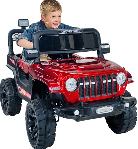 Image of Driving EV Cars for 1, 2, 3, 4, 5, 6 Years | Remote + Steering + Mobile App Control | Kids Jeeps (Entery Level Jeeps [2-6 Years]- Thar, Red)
