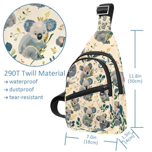 Mochila cruzada de koala con estampado multicolor vibrante y correa ajustable funcional 4