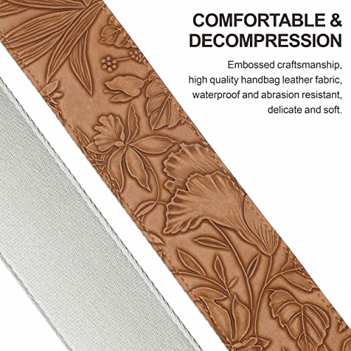 Nefelibata Sangle de guitare, 2,3 pouces style Porter en cuir sculpté avec des extrémités en cuir de haute qualité, 60s Western Style Vintage, Guitar Pick, Strap Button et Strap Lock - Les Beatles, Paul McCartney, John Lennon, RIngo Starr, George Harrison Nefelibata Sangle de guitare, 2,3 pouces style Porter en cuir sculpté avec des extrémités en cuir de haute qualité, 60s Western Style Vintage, Guitar Pick, Strap Button et Strap Lock – Image 4