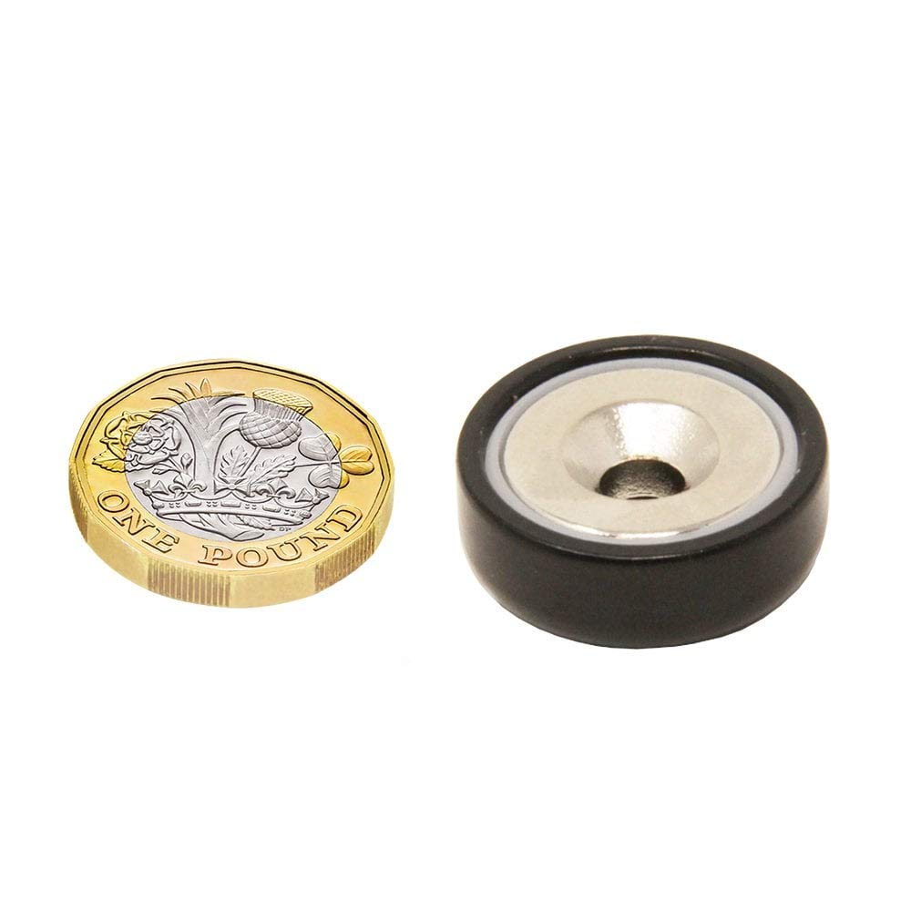 Black A Type Neodymium Pot Magnet for Arts Crafts, Model Making, DIY, Hobbies, Office, and Home - 25mm dia - Image 2