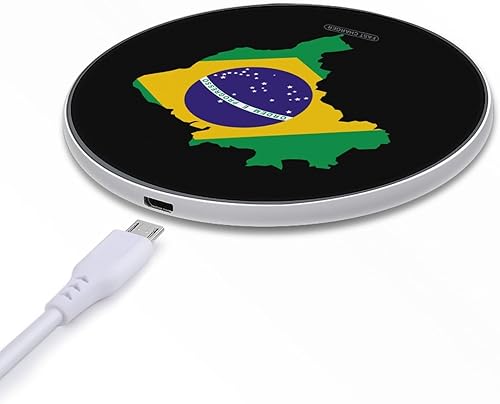 Miniatura 5 de Brazil Flag Map Wireless Charger Pad 10W Fast Charging Pad Compatible with iPhone 15 14 13 12 Series Samsung Galaxy Series