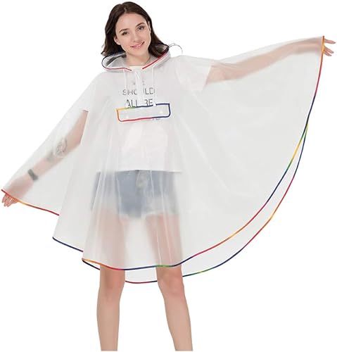 Miniatura 2 de Freesmily Poncho de lluvia transparente para mujer, poncho de lluvia transparente de plástico EVA, capa de lluvia para senderismo, ciclismo