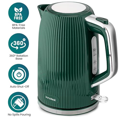 Innoteck 1.7L Cordless Electric Kettle with Stainless Steel Heating Base, BPA-Free Electric Kettle with Auto Shut-Off Safety & 360° Base Quiet Fast Boil Kettle for Tea and Coffee, Green - Image 8