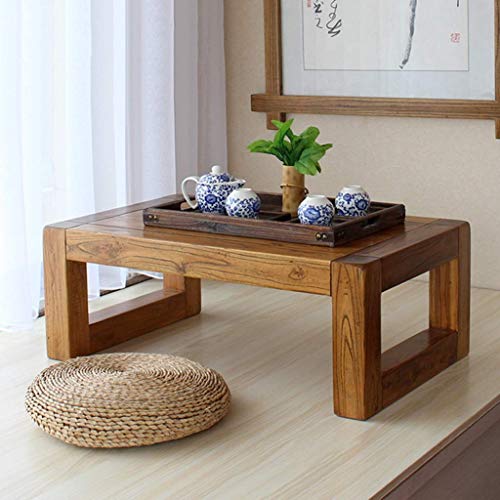 Table basse bois massif orme pour petit balcon et tatami - 4