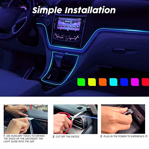 Samgchi Usb Car Led Lights, Interior Car Lights Strip With App And Rf Remote Control, 2 In 1 Car Ambient Lighting With 157 Inches Fiber Optic Music Sync Simple Installation El Wire Lights For Car #TOP4