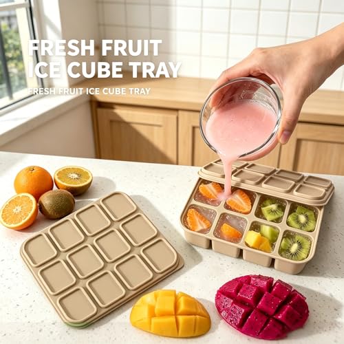 Bandeja de hielo de silicona 12 cavidades con tapa miniatura 6