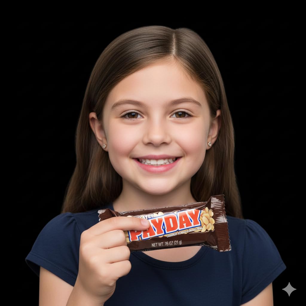 PaydayChocolate Snack Size Peanut Caramel Bars Chocolaty Covered Peanut & Caramel Bars 2 lb – Chewy & Crunchy Candy with Roasted Peanuts – Individually Wrapped Bulk Gift Bag 2 Pounds
