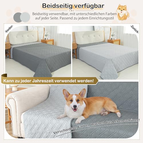 GYURO 100% wasserdichte Hundedecke-Beidseitig verfügbar und weich Hundematte für großeund kleine Hunde,Schutz für Sofa & Bett& Auto - in der Waschmaschine waschbar (Grau, 60 * 80CM)