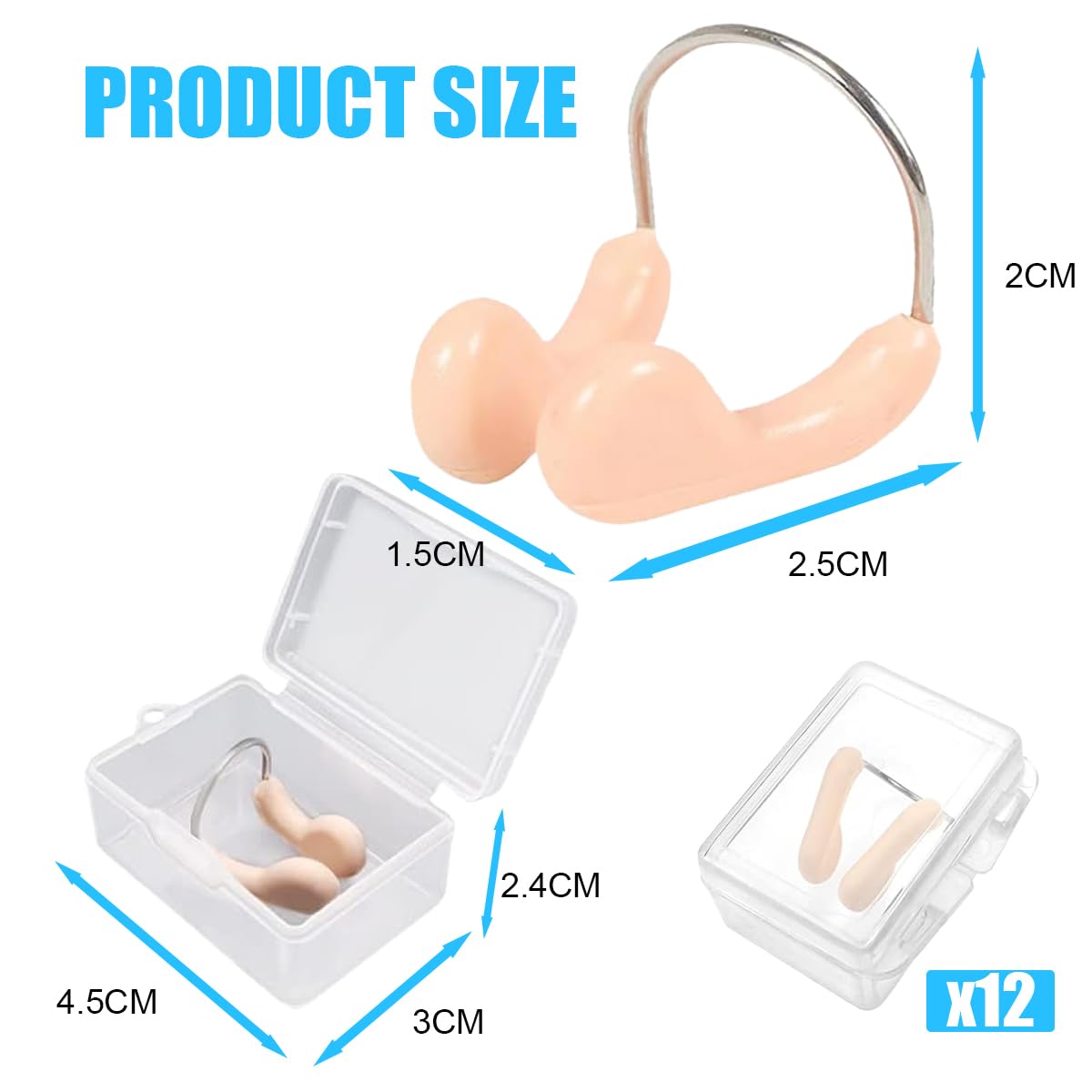 Pinces De Nez Natation AOMAIGAD - Lot De 12 Avec Boîtes, Étui, Unisexe Adulte/Enfant