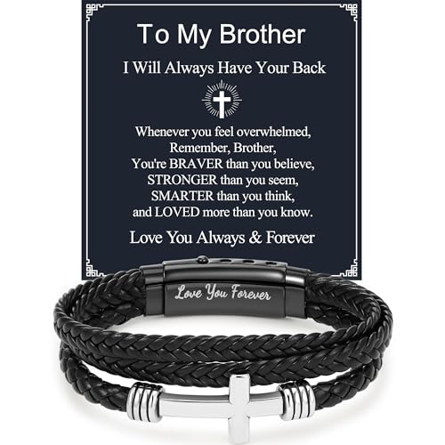 MOYUXI Big Brother Gift To My Brother Bracelet Multi-Layer Braided Mens Leather Bracelet Graduation Birthday Gifts with Card