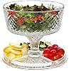 Godinger 4 in 1 Cake Stand, Cake Platter and Serving Plate Platter with Dome Cover, for Pastries, Desserts & More, Multi-Purpose Use - Dublin Crystal Collection