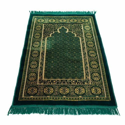 homeart Muslim Prayer Rug, Soft Plush Thin Islamic Prayer Mat, Janamaz, Sajada, Praying Carpet, Islamic Gift for Men & Women