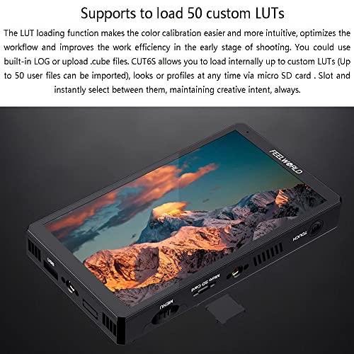 Image of FEELWORLD CUT6S Recording Monitor 6 inch with HDR 3D LUT Waveform 1920x1080 Pixels Touch Screen Monitor USB2.0 Recorder FHD IPS 4K HDMI SDI