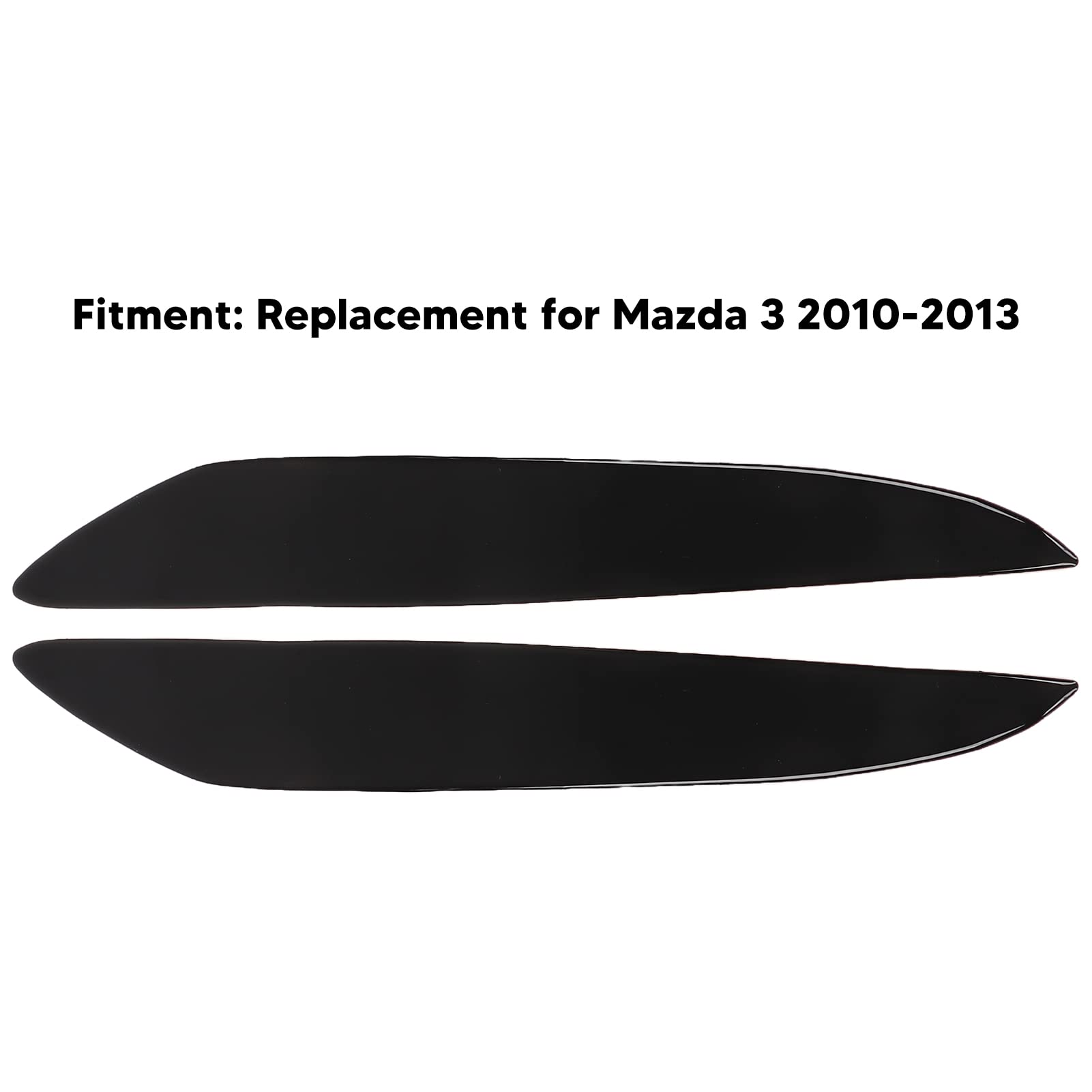 Aramox 2Pcs Left Right Headlight Eyebrow Eye Lid Cover Trim Sticker Piano Black Headlight Trim Fit for Mazda 3 2010?2013