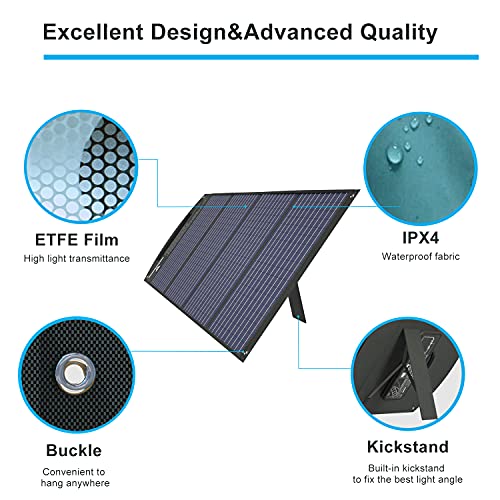 ITEHIL Solar Panel, 100W 18 Volt Monocrystalline Solar Panel Kits, Portable High Efficiency Solar Panel Charger, Foldable Solar Power Backup with USB 3.0/USB 2.0/DC Output for Home, Camping, RV… - Thumbnail 4