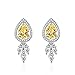 Whoiy Boucle Oreille Femme Fleur Boucle d'Oreilles Mariage Jaune Poire Diamant Boucle Oreille